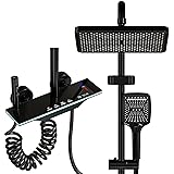Columna de Ducha 4 en 1 Negra con Pantalla LED...
