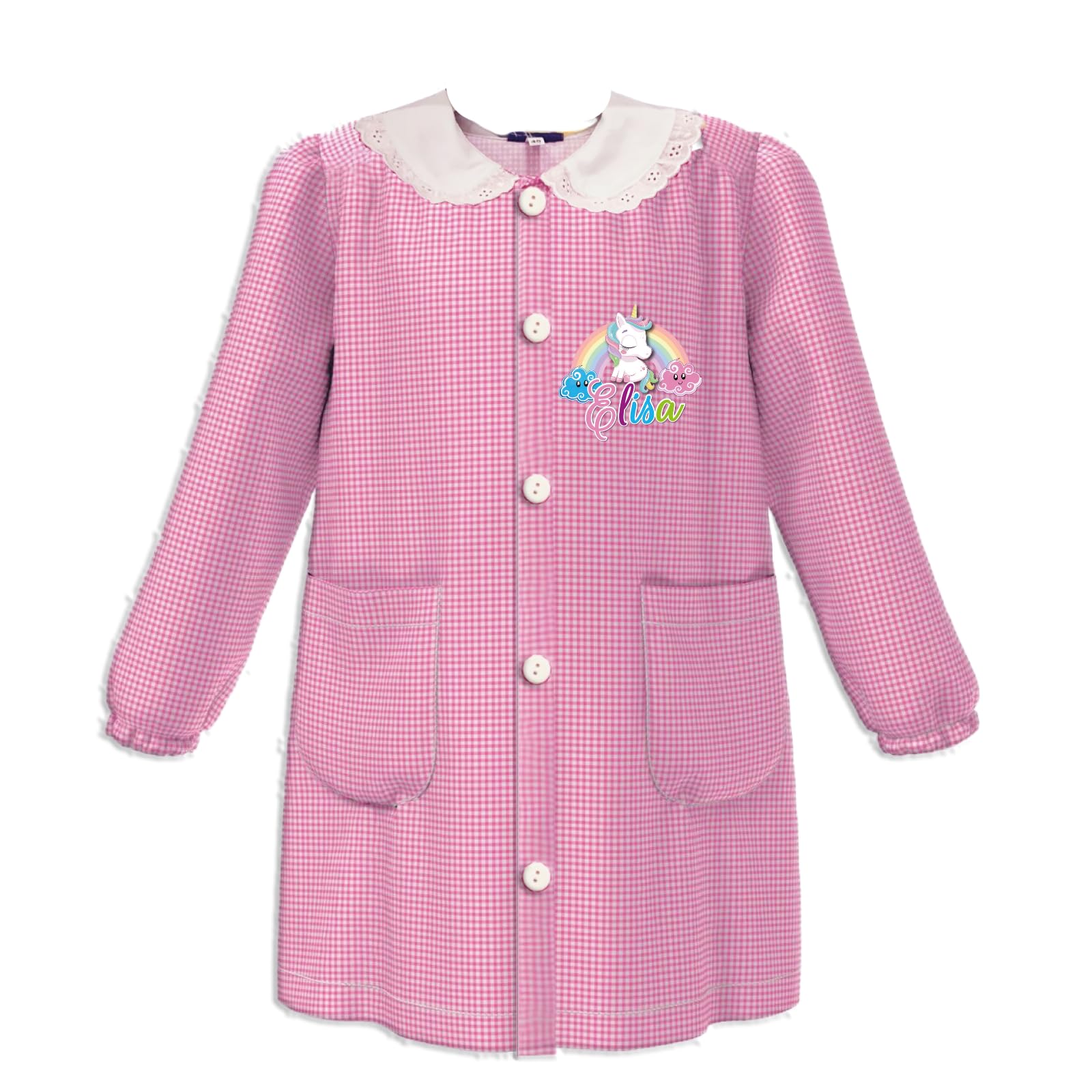 Siggi Grembiule Asilo Bambina Quadretti Rosa E Bianchi Bimba Happy