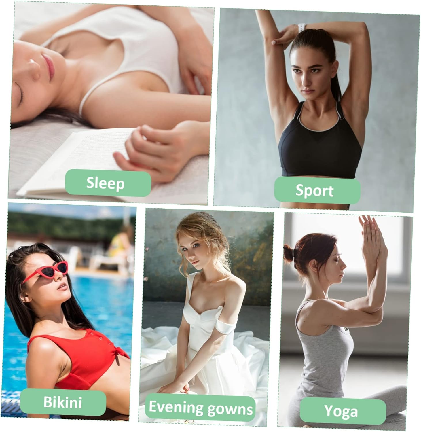 LIOOBO 12pairs Comfortable Pads Lightweight Breathable Inserts for Strapless Tops Sports Bras Bridal Dresses Washable Reusable Colors