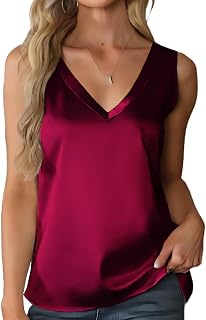Satin Tank Tops for Women Casual V Neck Silk Basic Cami Camisoles