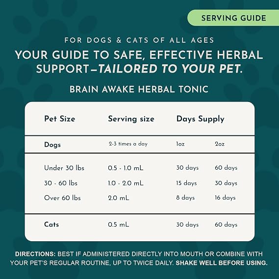 Animal Essentials Brain Awake Cognitive Support Formula for Dogs & Cats, 1 fl oz