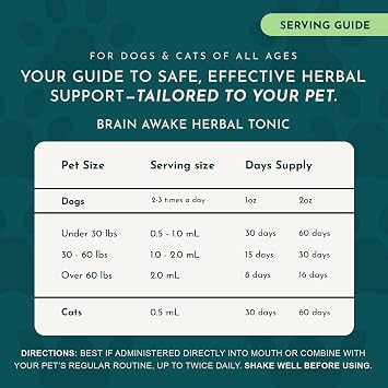 Animal Essentials Brain Awake Cognitive Support Formula for Dogs & Cats, 1 fl oz