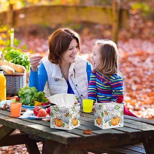 Miniatura 5 de Yeaqee Paquete de 6 cajas grandes de pañuelos faciales de calabaza de otoño de 4.7 pulgadas, 2 capas de 7.1 x 8.7 pulgadas, caja de papel grande