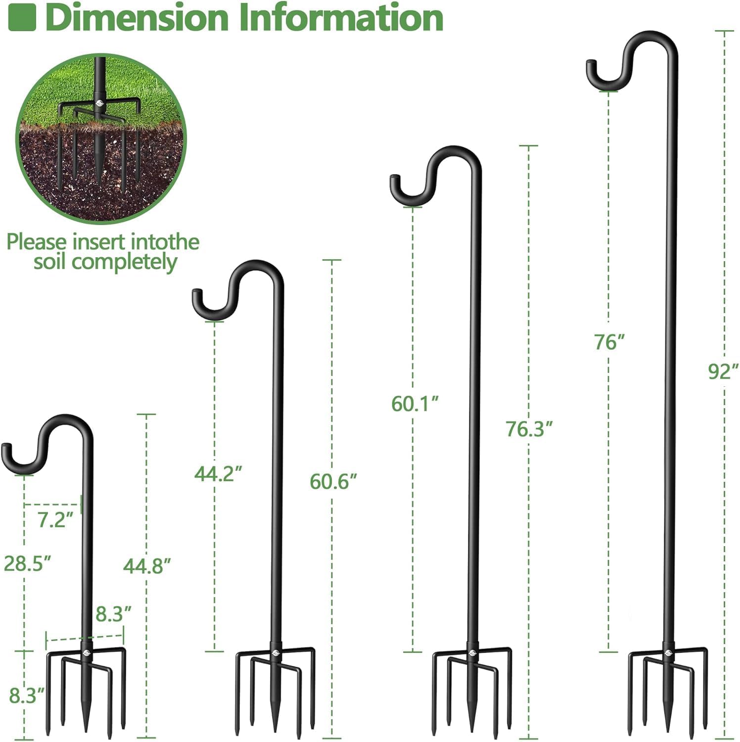 Shepherd Hook for Outdoor, Heavy Duty Bird Feeder Pole with 5 Prong Base, Adjustable Height Bird Feeder Stand Ideal for Hanging Bird Feeders, Plant, and Garden Decorations