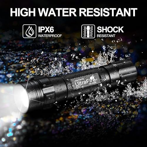 Miniatura 5 de ULTRAFIRE Linterna táctica con funda, linterna LED de un solo modo 1000 linterna de cinturón de trabajo de alto lumen con soporte, linternas de