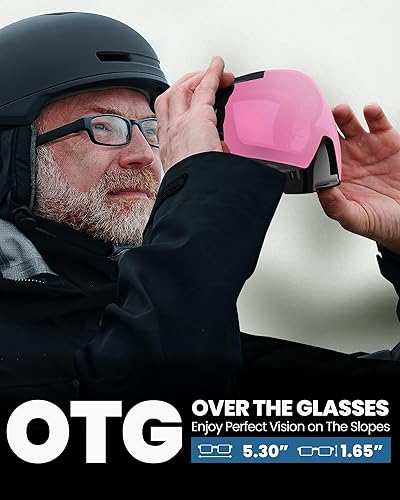 Miniatura 3 de OutdoorMaster Heron - Gafas de esquí con 2 lentes, sin marco, lente magnética intercambiable HD Toric, gafas de snowboard OTG