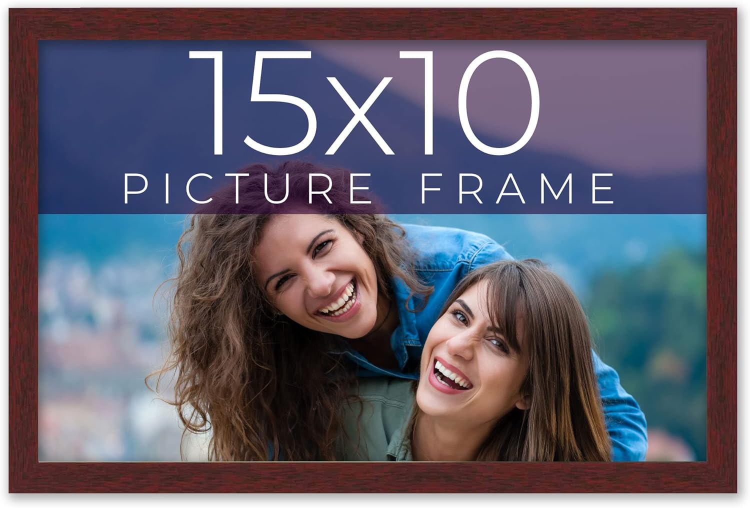 15x10 Frame Brown Solid Wood Picture Frame Width 0.75 Inches | Interior Frame Depth 0.5 Inches | Mogano Traditional Photo Frame Complete with UV Acrylic, Foam Board Backing & Hanging Hardware
