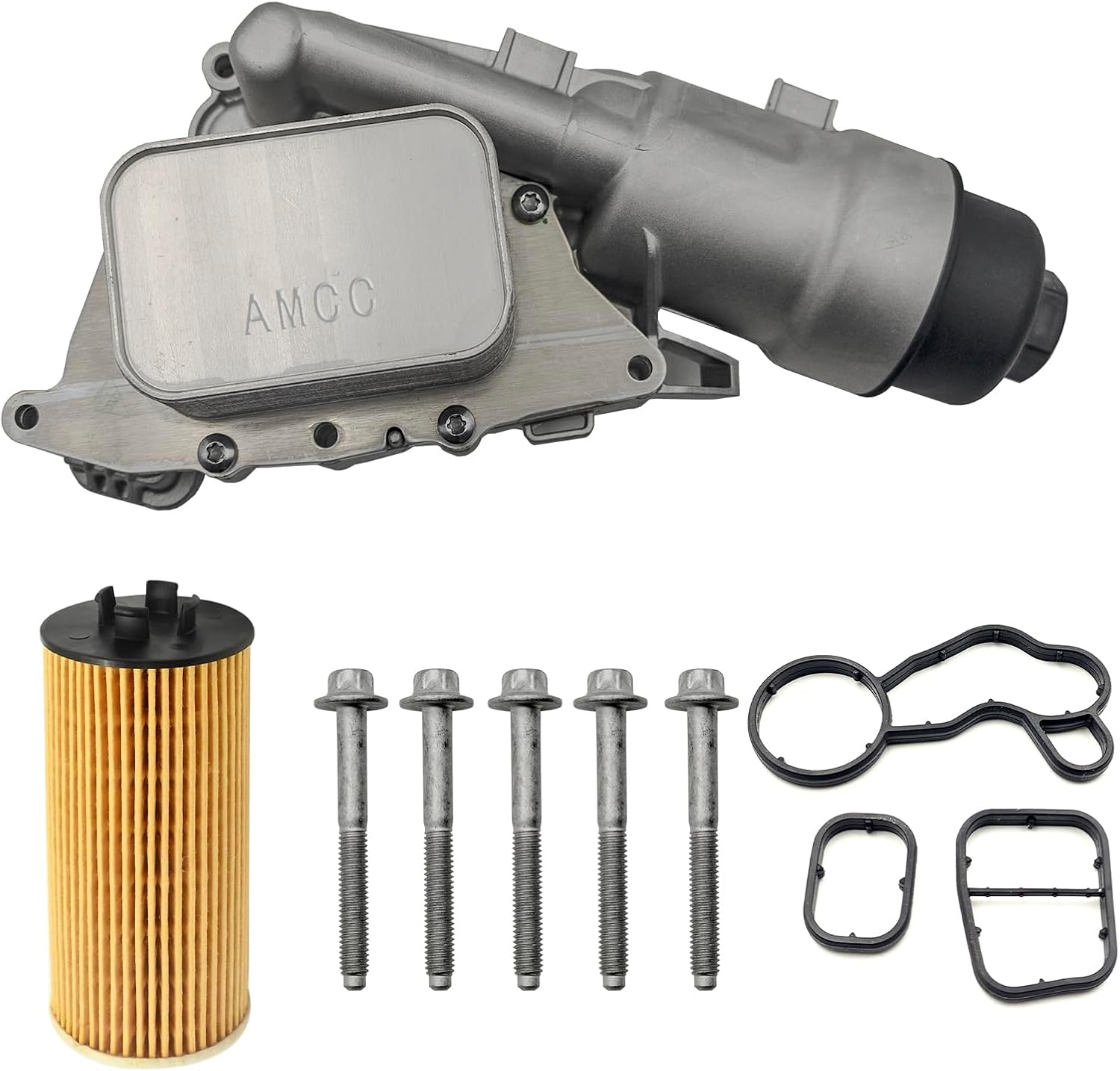 AMCC Upgrade Aluminum Engine Oil Cooler Filter Housing with Gasket Bolts Compatible with BMW B38 i8 14-20 X1 16-19 X2 19 Mini Cooper 14-19 Clubman Countryman 17-19 Replaces：11428585235 (Plastic)