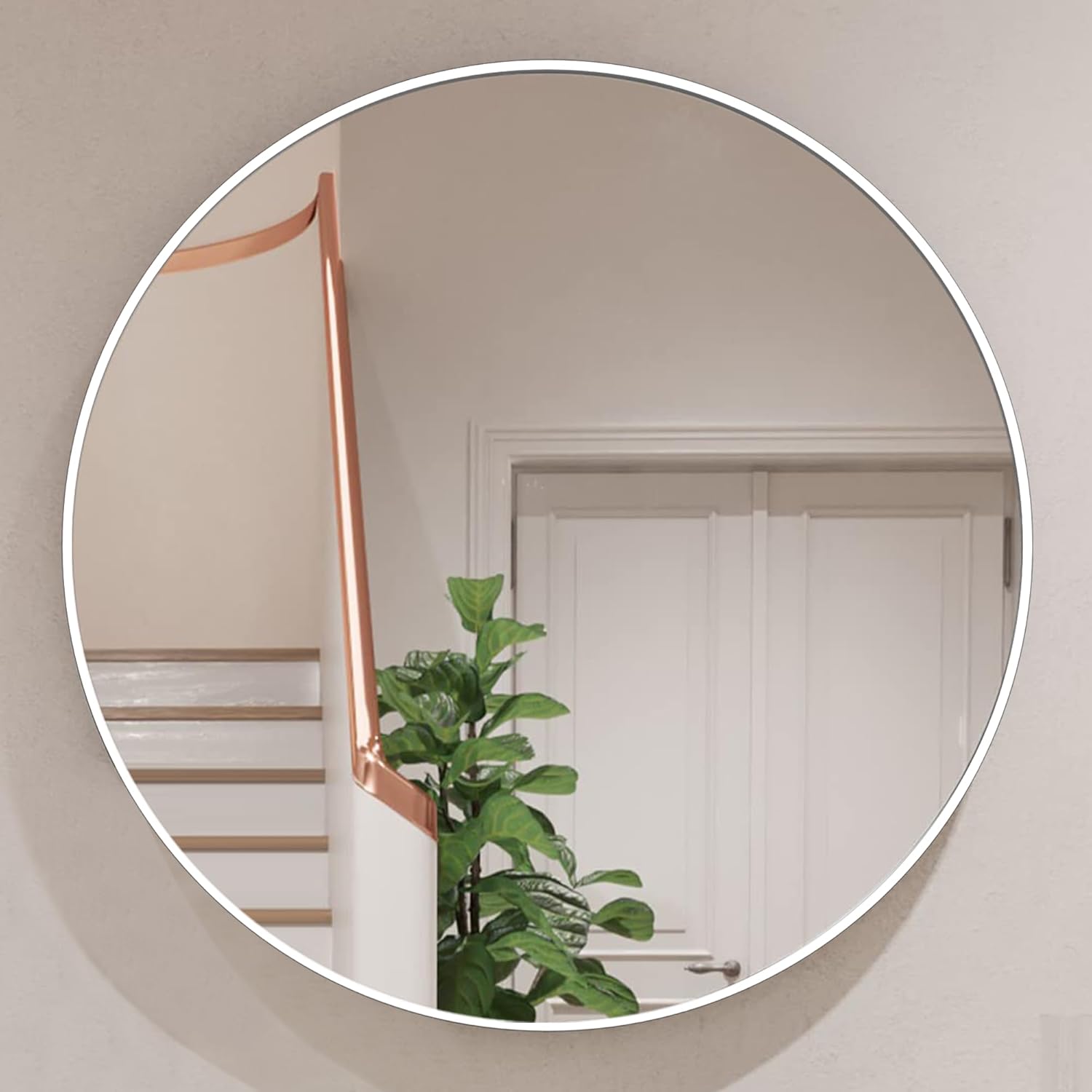 Large Round Mirror 36 Inch Circle Mirrors with Silver Aluminum Alloy Matte Framed,Wall Mirror for Bathroom,Bedroom,Vanity,Entryway Hall,Living Room 36"L x 36"W Silver