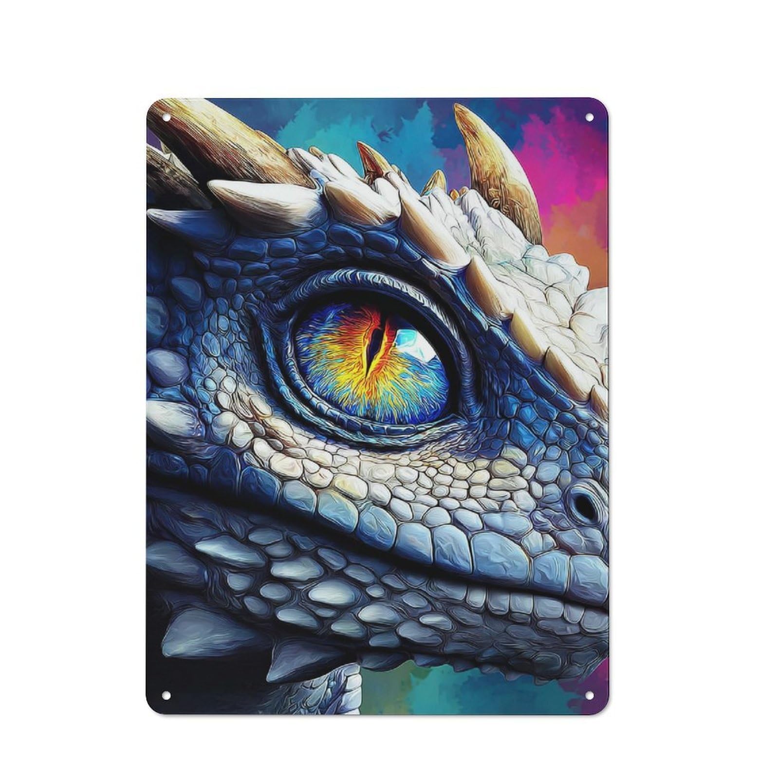 Junmoney Dragon's Eye A Fiery Gaze Retro Metal Sign 40X30cm For Living Room Or Hallway, For Updating Living Room And Hallway After Moving