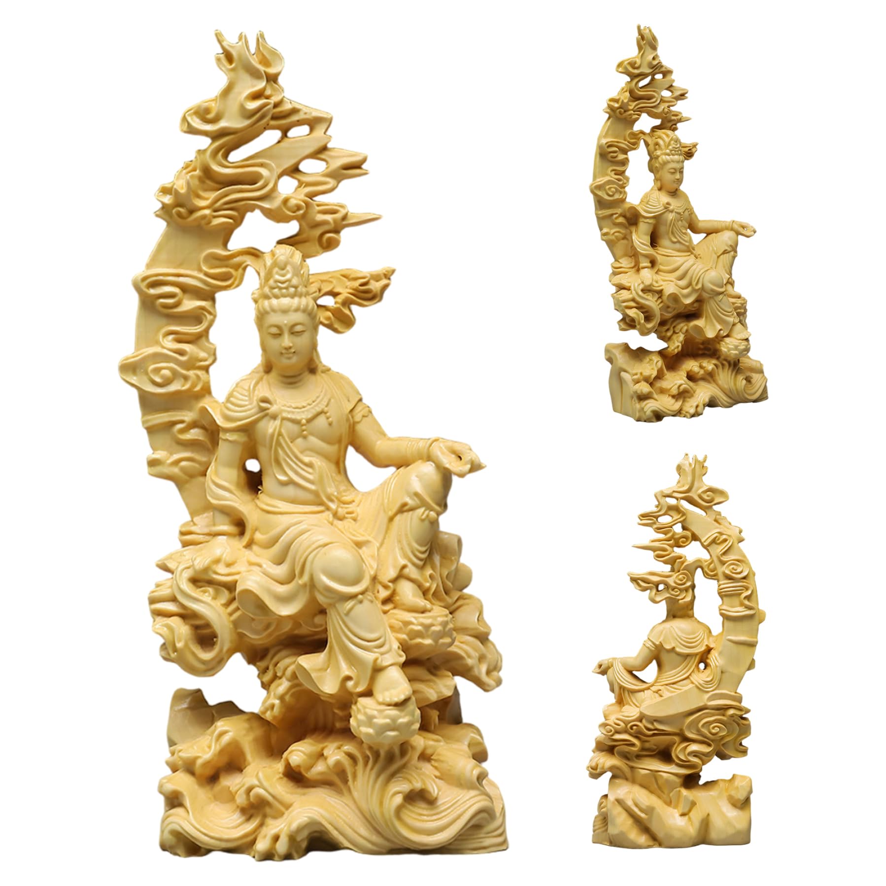 Statue de Guanyin en bois, le cadeau spirituel idéal pour amateurs de yoga et de feng shui