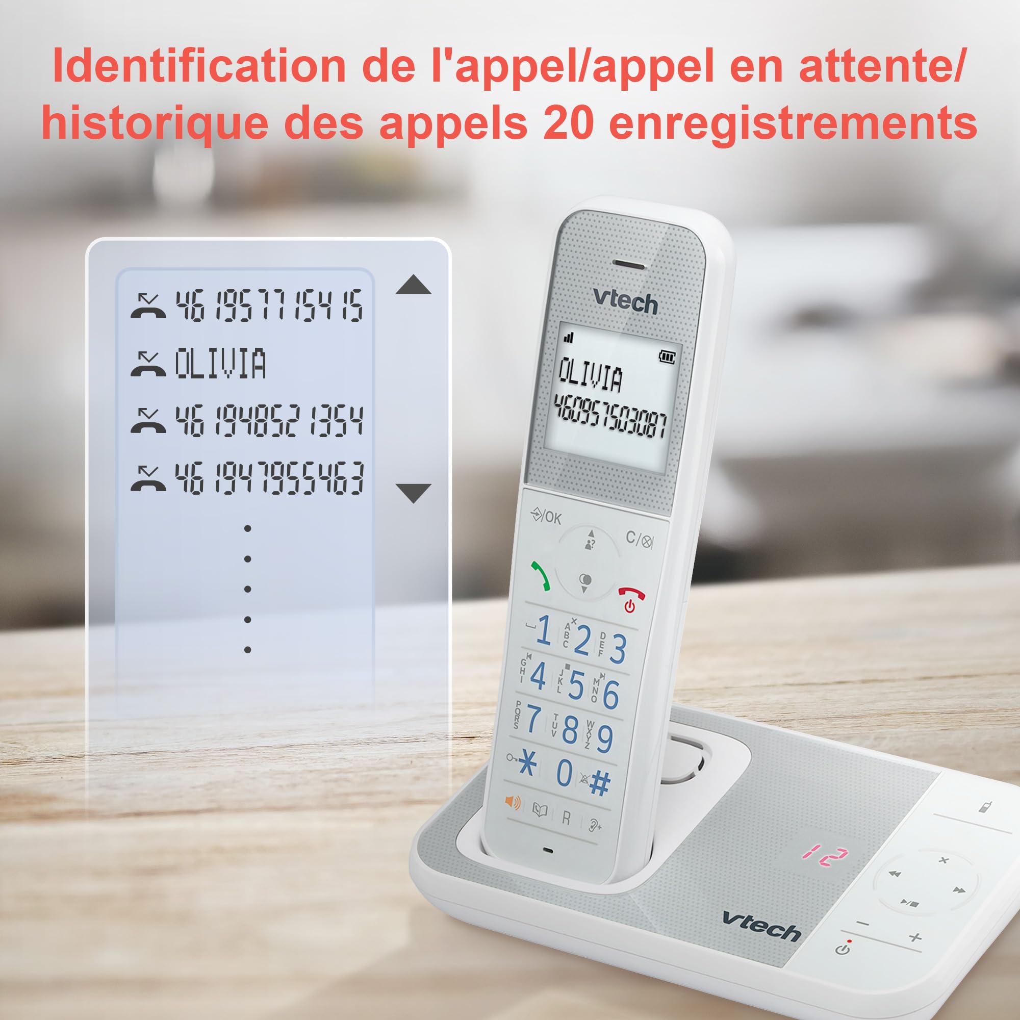 VTech XS1050 Schnurlostelefon mit Anrufbeantworter, schnurloses DECT-Telefon, Anruferkennung/Anruffunktion, Lautstärkeregler, Freisprechfunktion, Anrufschutz