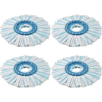 Set of 4 Replacement Heads for Leifheit Clean Twist Disc Mop Ergo, 2 Fiber System Mop Head Replacement Cover with Special Bri