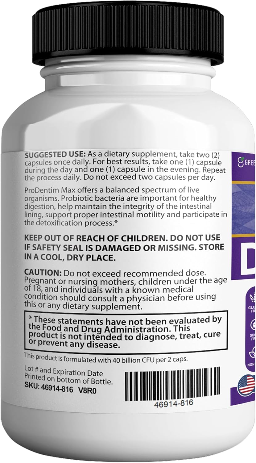 Dentuvium Max Probiotic Supplement - 40 Billion CFU - Supports Teeth Gums Throat Digestive Health - Gluten Free Sugar Free Non-GMO - 60 Capsules (2)