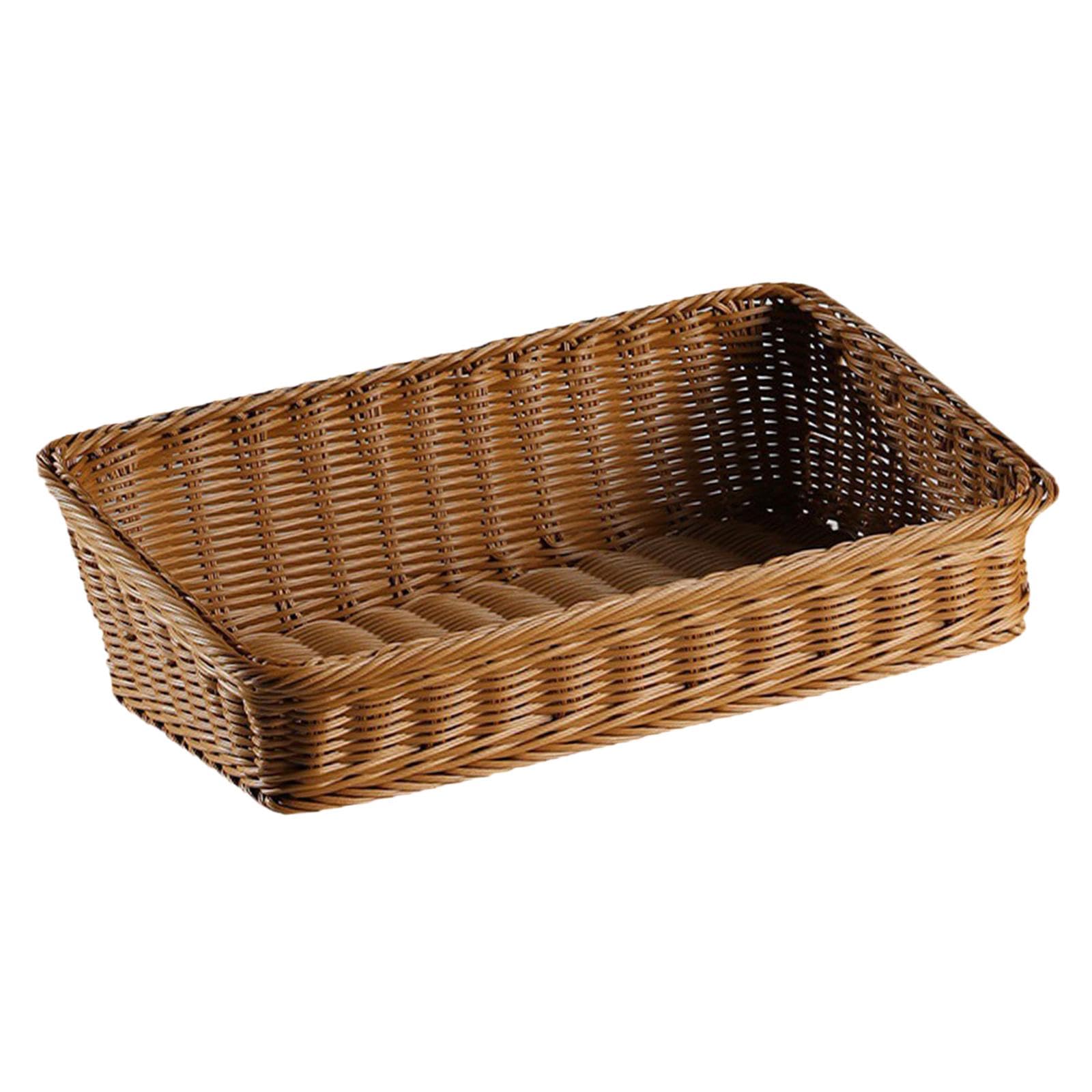 Cestino intrecciato in rattan imitazione Cestino per pane intrecciato Cestino per pasti Portaoggetti per alimenti Espositore per alimenti Cesto di