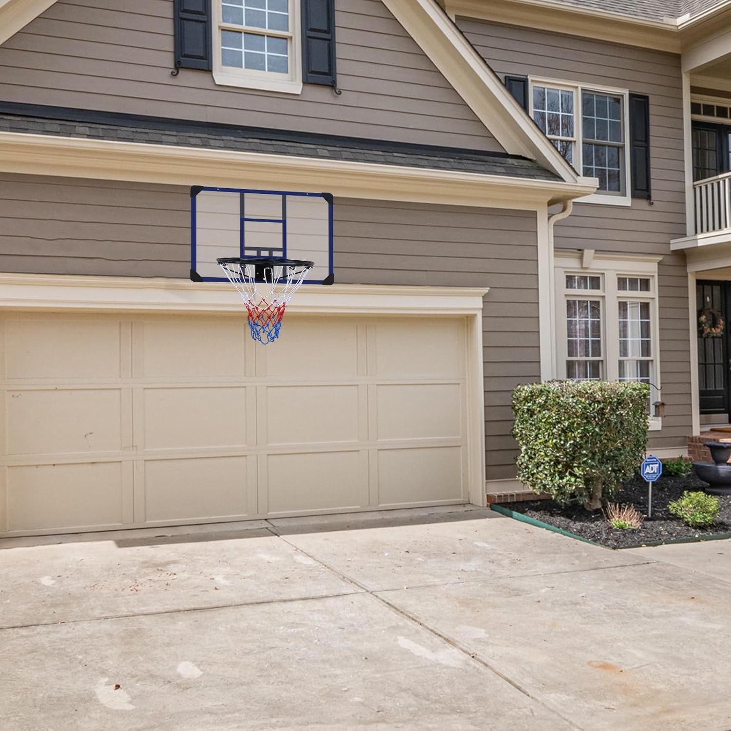 Wall-Mounted Basketball Hoop, 35 "x 24" shatterproof Back,PVC， Folding, Durable Hoop and All-Weather net for Indoor/Outdoor Game