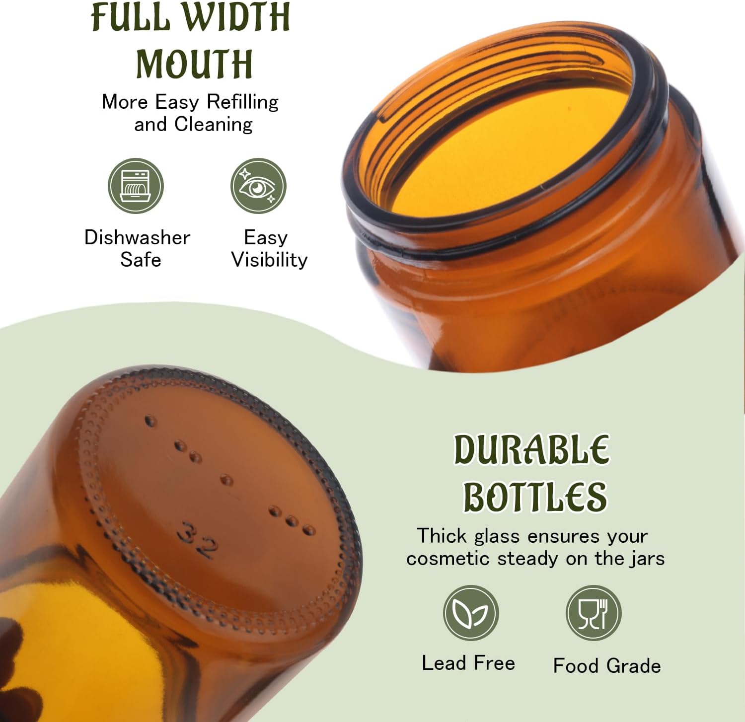 Small Glass Jars with Black Lids,24 Pack Amber Empty Round Glass Jar with Inner Liners for Creams,Lotions,Body Butter,Salves Ointments,Bath Salts,Powders,Travel Liquid Container (4oz)