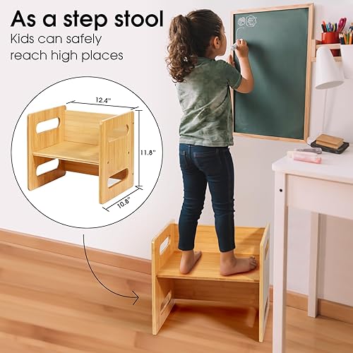 Miniatura 4 de Juego de mesa y silla para niños, mesa y silla de destete Montessori, silla de escritorio pequeña de bambú natural, juego de mesa y silla de