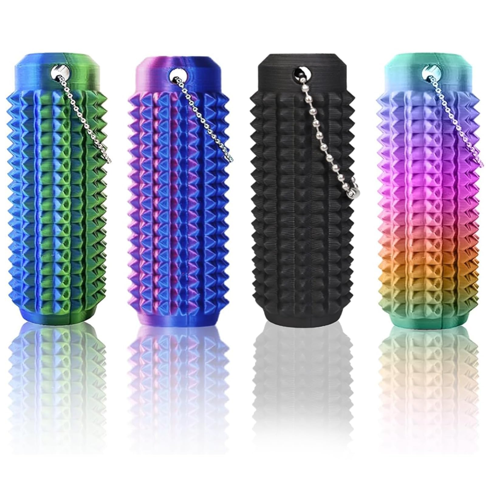 4 Pcs Sensory Fidget Toys, Spiky Fidget Toys, Pain Stim Fidget, 3D-Printed Spiky Grippie Sensory Rollers and Spinners,3D Printed Spin Spiky Grippie Keychain for Stress Relief & Focus Novelty Gifts