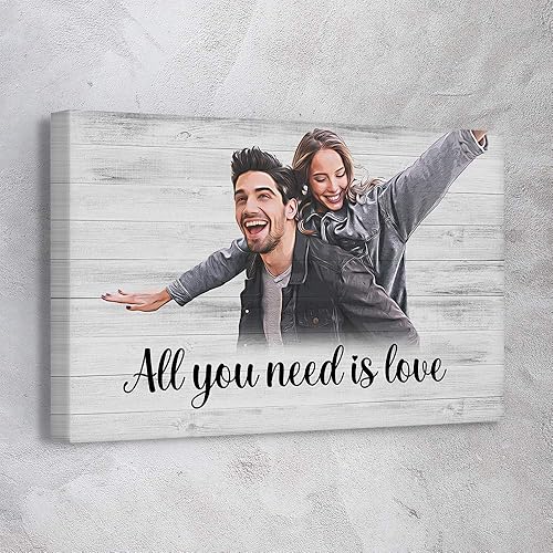Miniatura 3 de Awesometik Regalo de novio sobre fondo de madera rústica, lienzo personalizado para ella, regalo para él, perros, gatos, decoración del hogar, listo