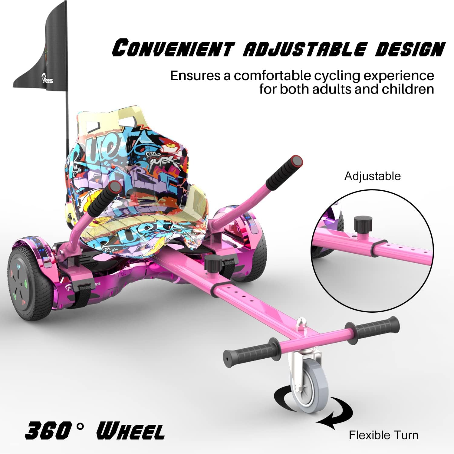 Adjustable design of the hoverboard seat attachment