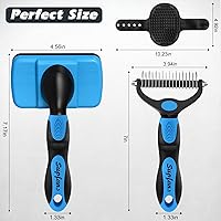 Vista 14 de 3 piezas de cepillo de limpieza autolimpiante, rastrillo de aseo de mascotas y cepillo de baño para perros, gatos y caballos Peine