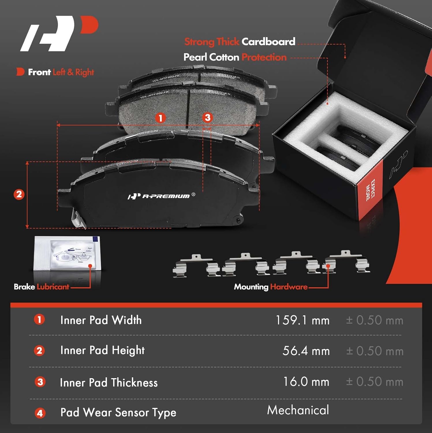 A-Premium 11.42 in (290.00 mm) Front Vented Disc Brake Rotors + Ceramic Pads Kit Compatible with Select Nissan Models - Quest 2004-2009/2011-2017 3.5L, 6-PC Set
