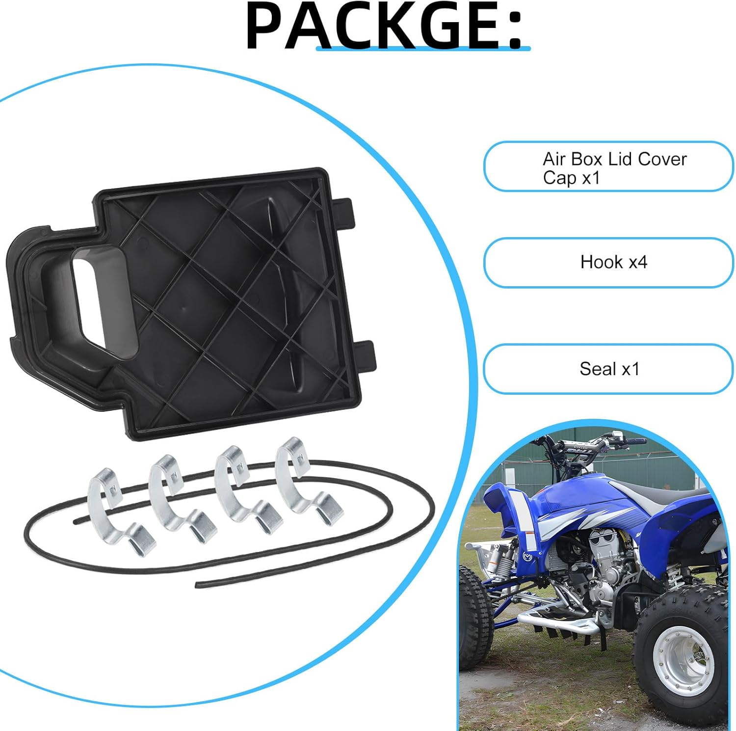 Air Box Lid Cover Cap & Hook Seal for Yamaha YFZ450 2004-2013 YFZ450R 2005-2008 YFZ450X 2008 5TG-14412-01-00