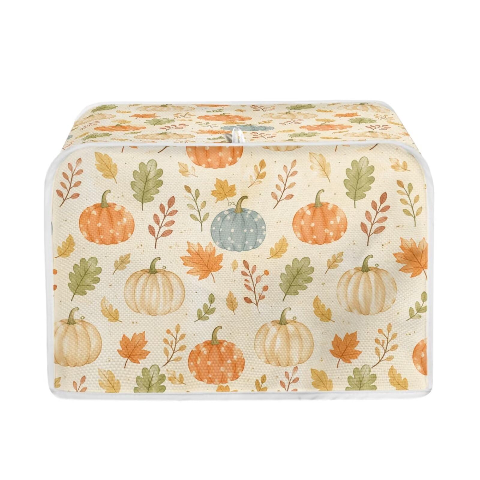 Talayituse Fall Maple Leaf Pumpkin Print Toaster Cover 4 Slice Wide Slot, Lightweight Bread Maker Cover Dust Protection Washable Appliance Bag Autumn Decor, M