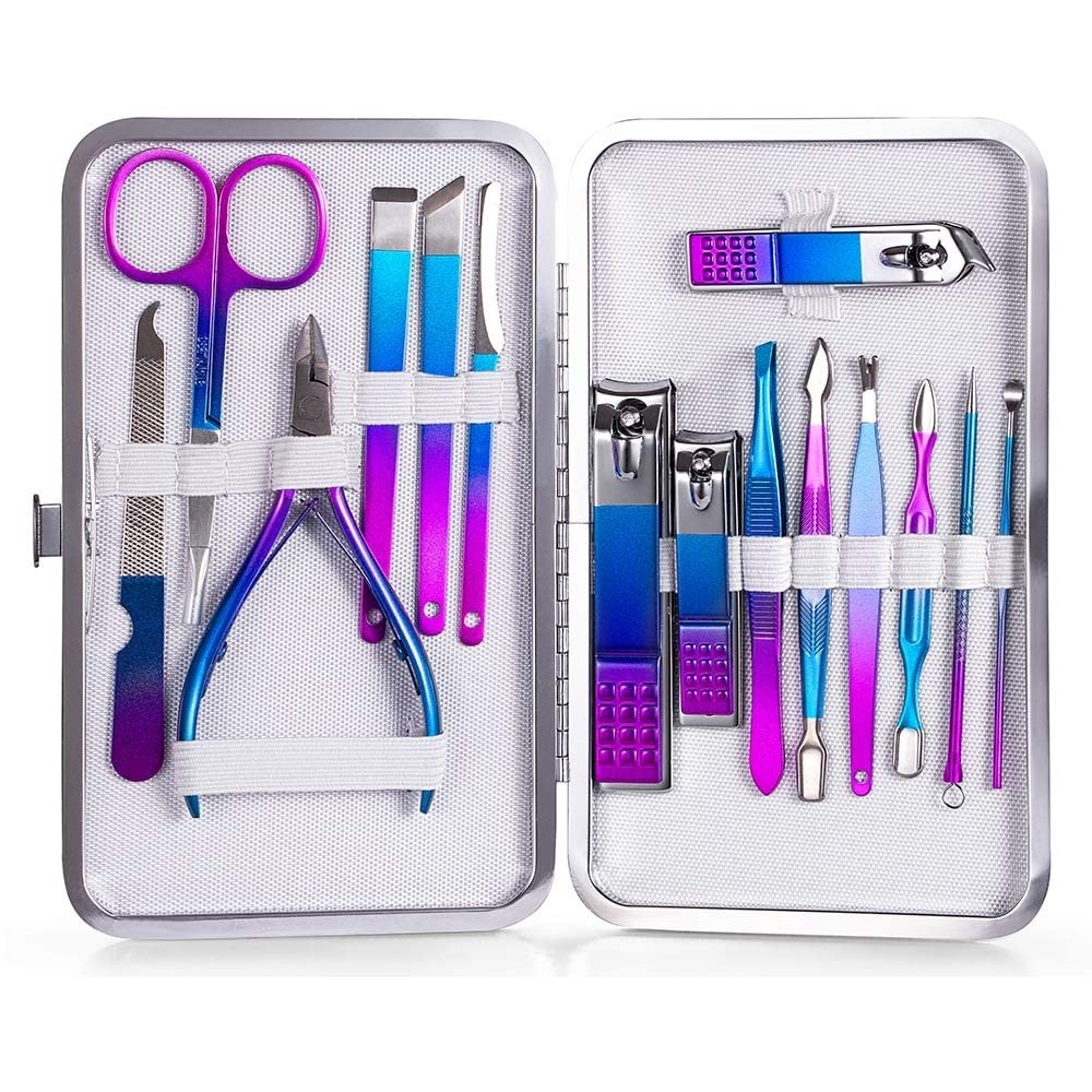 Ensemble de manucure 15 pièces coupe-ongles pédicure en acier inoxydable
