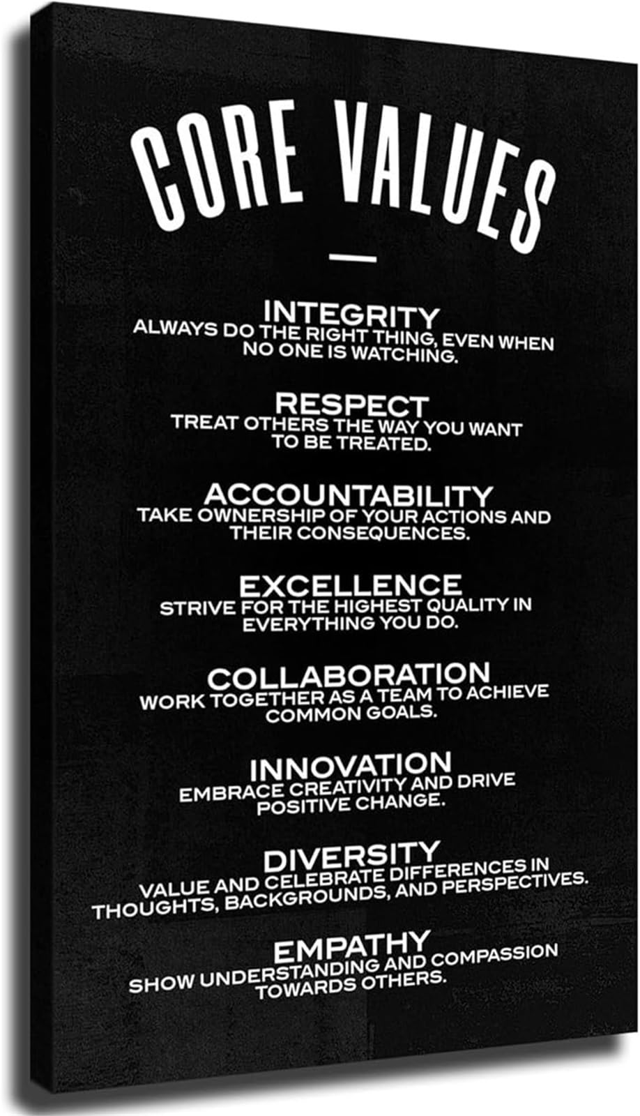 REIUAFWYGV Life Values Poster Inspirational Quotes Wall-Art for Home Office Living Room Bedroom Decor Motivational Print