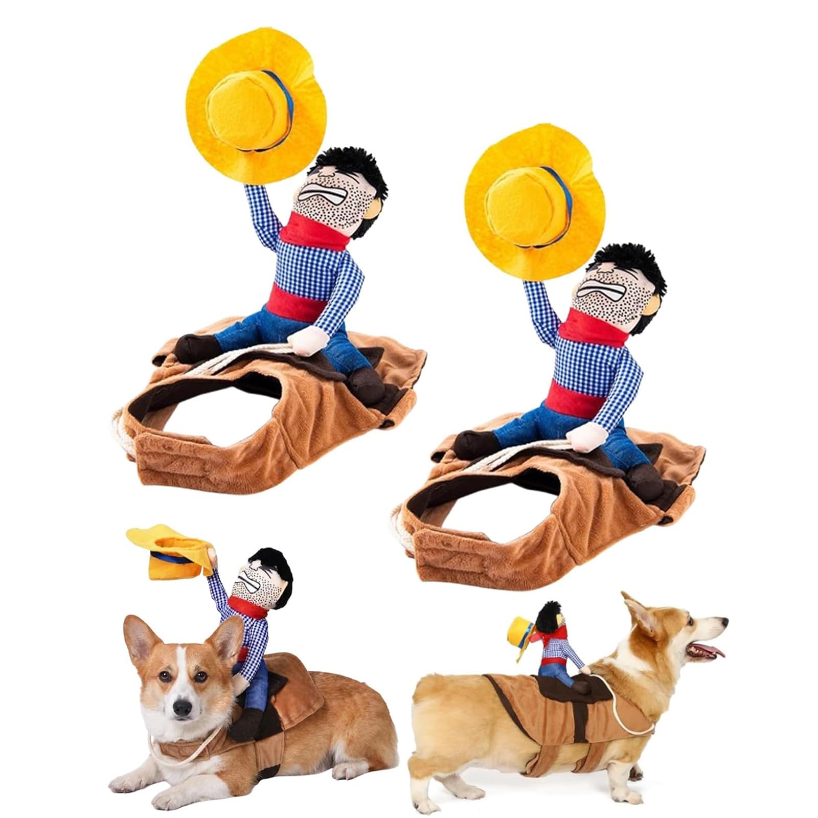 Dog Costumes Pet Costume Pet Halloween Suit Cowboy Rider Style Dogs Outfits,Costumes For Dogs,Doggy Rider,Dog Cowboy Outfit, Riding Pets Costumes Creative For Christmas Halloween Day Pet Cosplay，2PC
