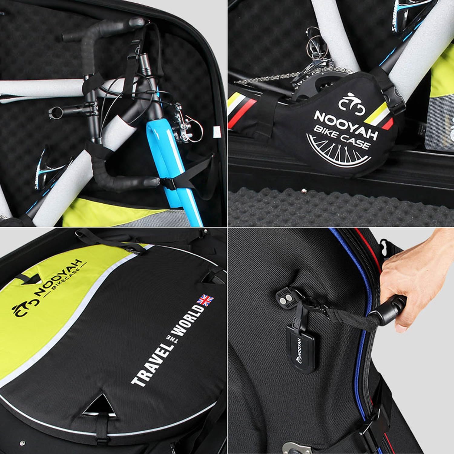 NOOYAH Bike Travel Case EVA Bike Bag - Transport Bicycle EVA Lightweight Hardshell Bike Accessories Storage Box, Air Transport Bike Round Trip Suitcase for MTR