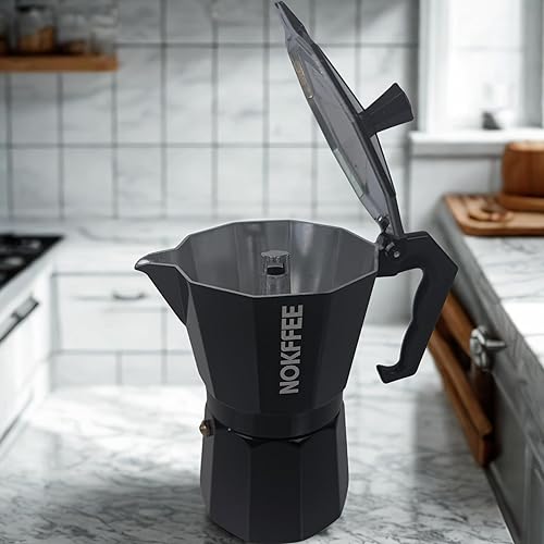 Miniatura 5 de Cafetera de café expreso, cafetera cubana para estufa, 6 tazas (negro)