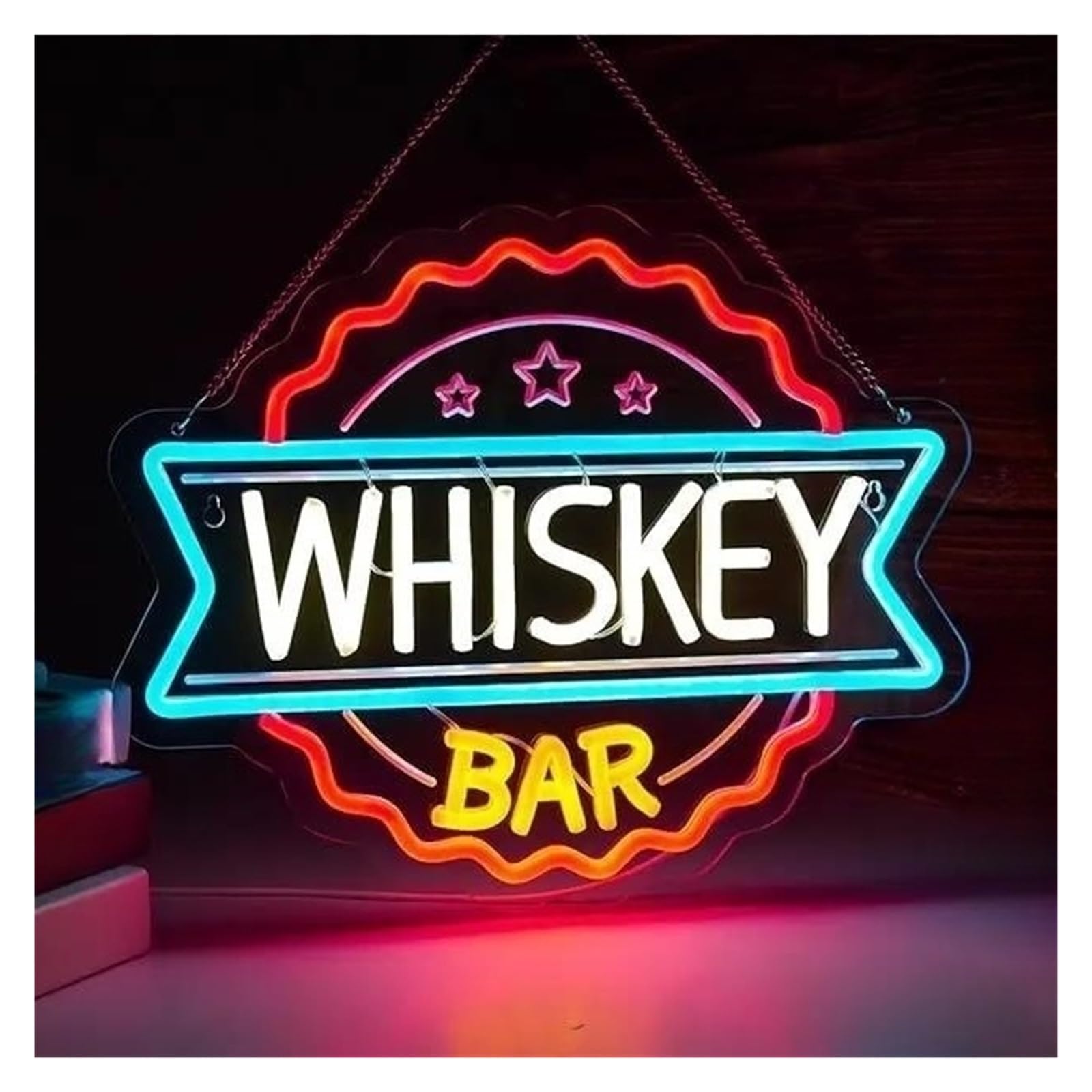 LEMST Sign Lamp Whiskey Bar Neon Sign Light Dimmable for Restaurant Beer Drink Bistro Club Man Cave Home Store Brithday Party Decor 39.62cmx31.49cm