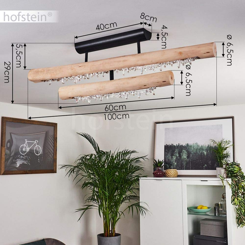 LED Deckenleuchte Rodeche Mit Verstellbaren Holz- Und Metallelementen – Dimmbar über Lichtschalter & 30 Watt Warmweiß Für Gemütliches Licht