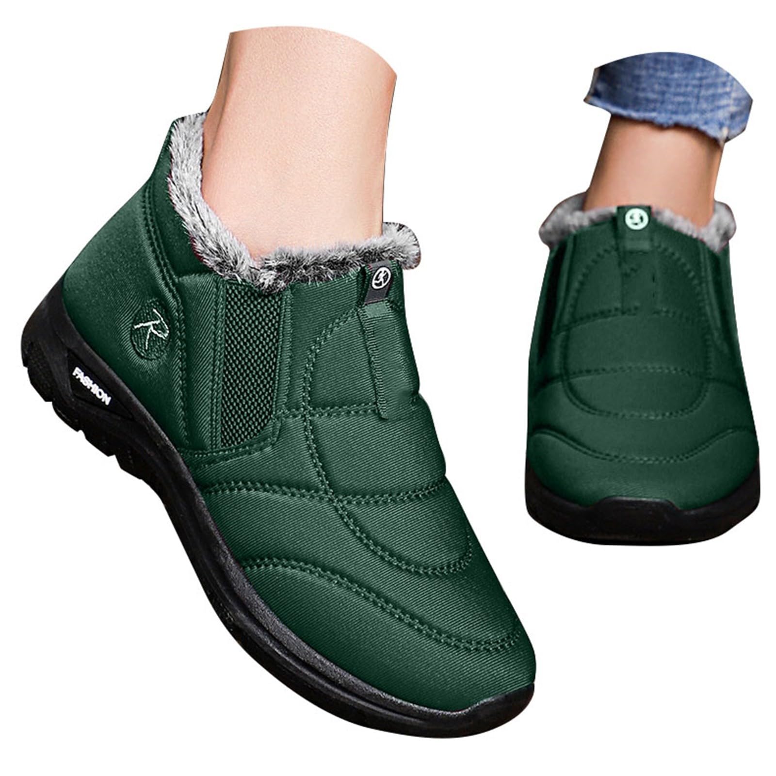 Women Winter Snow Boots Women Ankle Booties Warm Faux Fur Lined Waterproof Insulated Slip On Outdoor Shoes