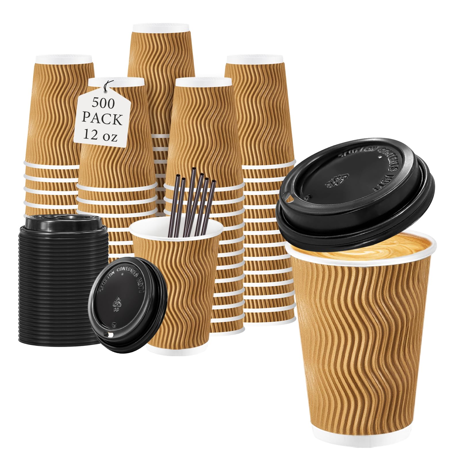 Lamosi 16oz Coffee Cups with Lids - Bulk Pack -10 Lamosi 16oz Coffee Cups with Lids - Bulk Pack -10