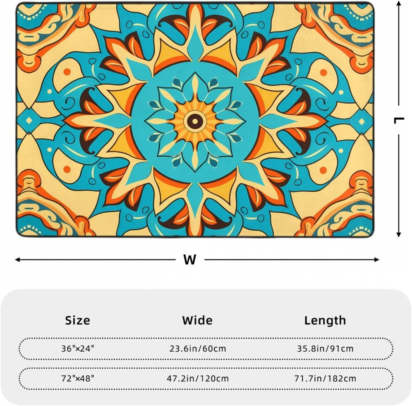 Ancient Circular Print Printed Anti-Slip Floor mat Carpet Rug 36"x24" for Living Room Office Coffee Table Bed Balcony