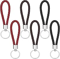 Ymapinc 6-Pack Leather Braided Keychains for Men - Black, Burgundy, Dark Brown | Durable Car Key Holders, Stylish Gift for Birthdays & Christmas