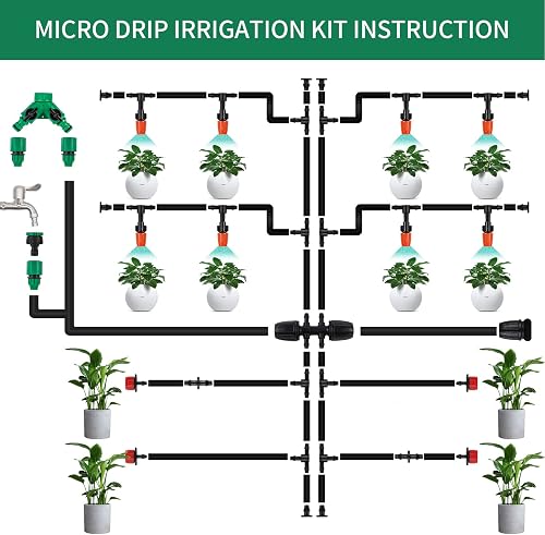 XINGGANG Garden Irrigation System, 340Pcs Adjustable Drip Irrigation Kit, 70m Polyvinyl Chloride Pipe, Automatic Watering for Landscape, Flower Bed and Patio Plants - 4