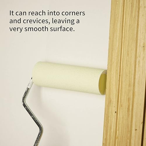 Miniatura 5 de Voomey Rodillo de pintura de espuma de 4 pulgadas, mini rodillo de pintura de espuma de cabeza plana de alta densidad (paquete de 24), suministros