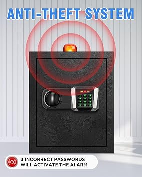 50L Fireproof Steel Safe, Keypad, Alarm, Shelf, Type-C