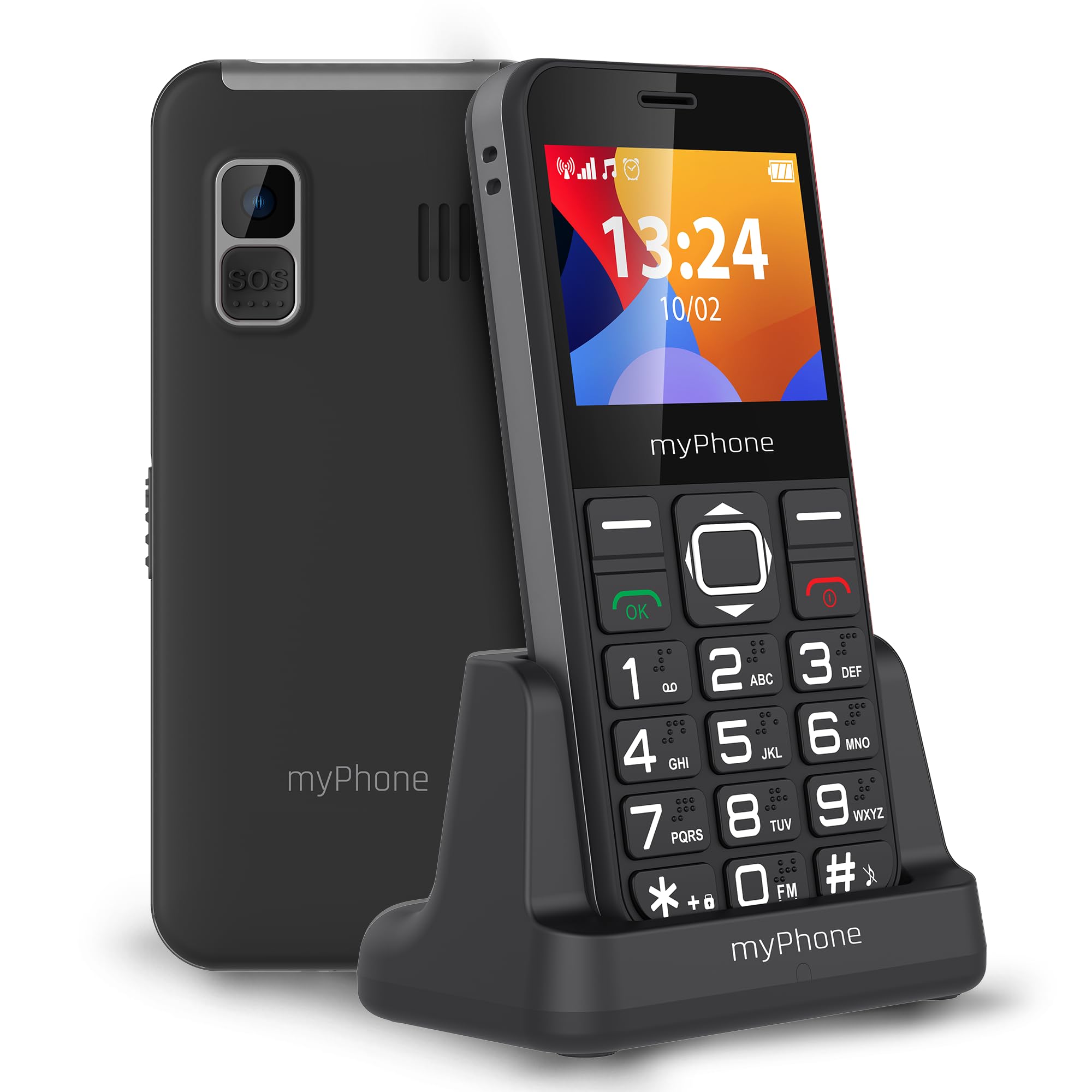 myPhone Halo 3 teléfono móvil para Mayores, Teclas Grandes, Pantalla Clara, botón SOS, Color Negro