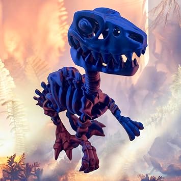 Articulated 3D Printed Dinosaur Skeleton Figurine - Flexible & Poseable Desk Toy for Kids, Adults & Collectors - Eco-Friendly PLA - Yorkshire3D