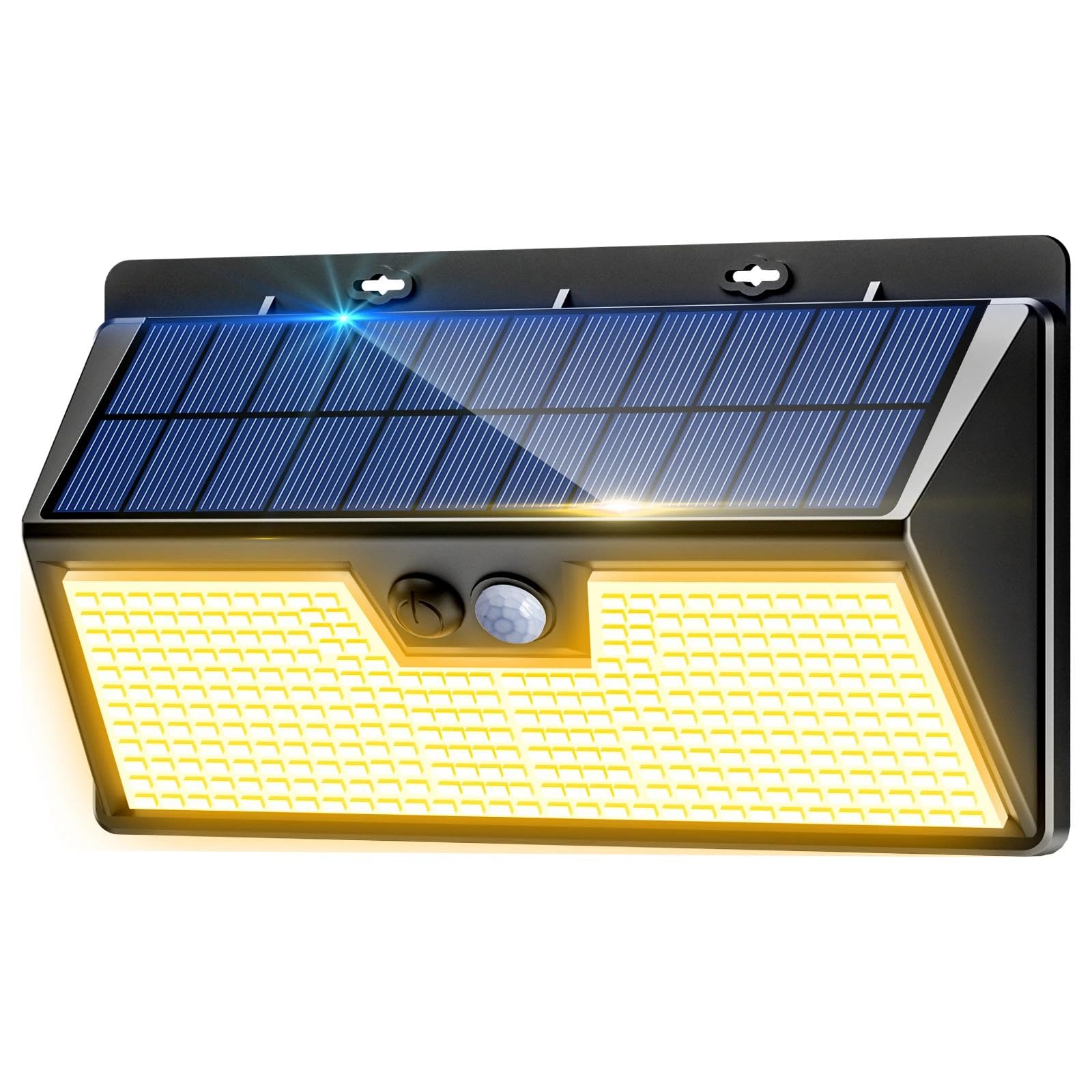 nipify Solar Lights Outdoor Garden Motion Sensor, 3 Modes 318LED Solar Powered Security Fence Light Waterproof, Bright Pir Wall Light for Yard Garage Outside Door Porch Warm White
