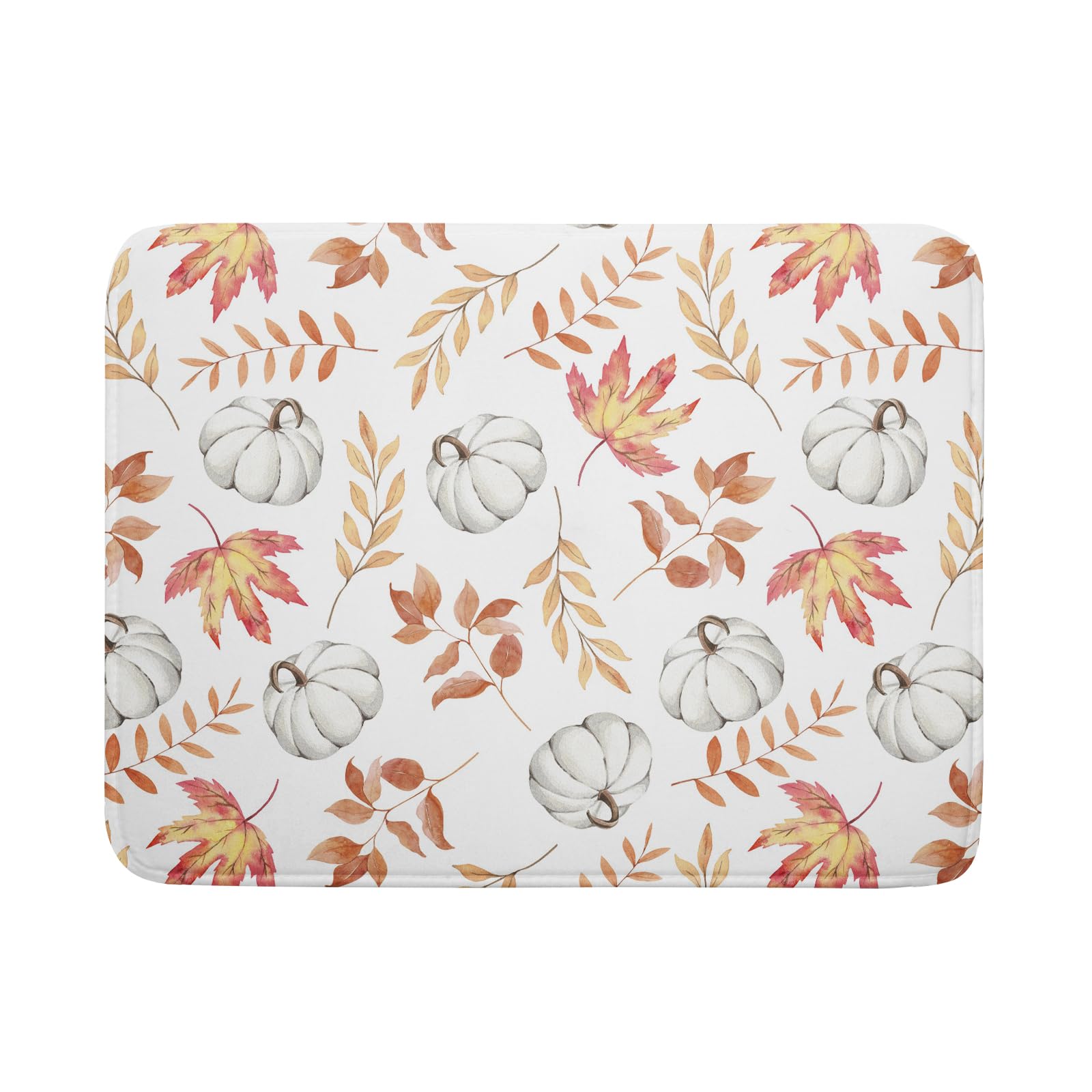 Lvhompro Fall Dish Drying Mat for Kitchen Counter Autumn White Pumpkins Maple Leaves Drying Mats Super Absorbent Reversible Microfiber Kitchen Countertop Protector Dishes Pad Large 18x24 inch, DDM-1