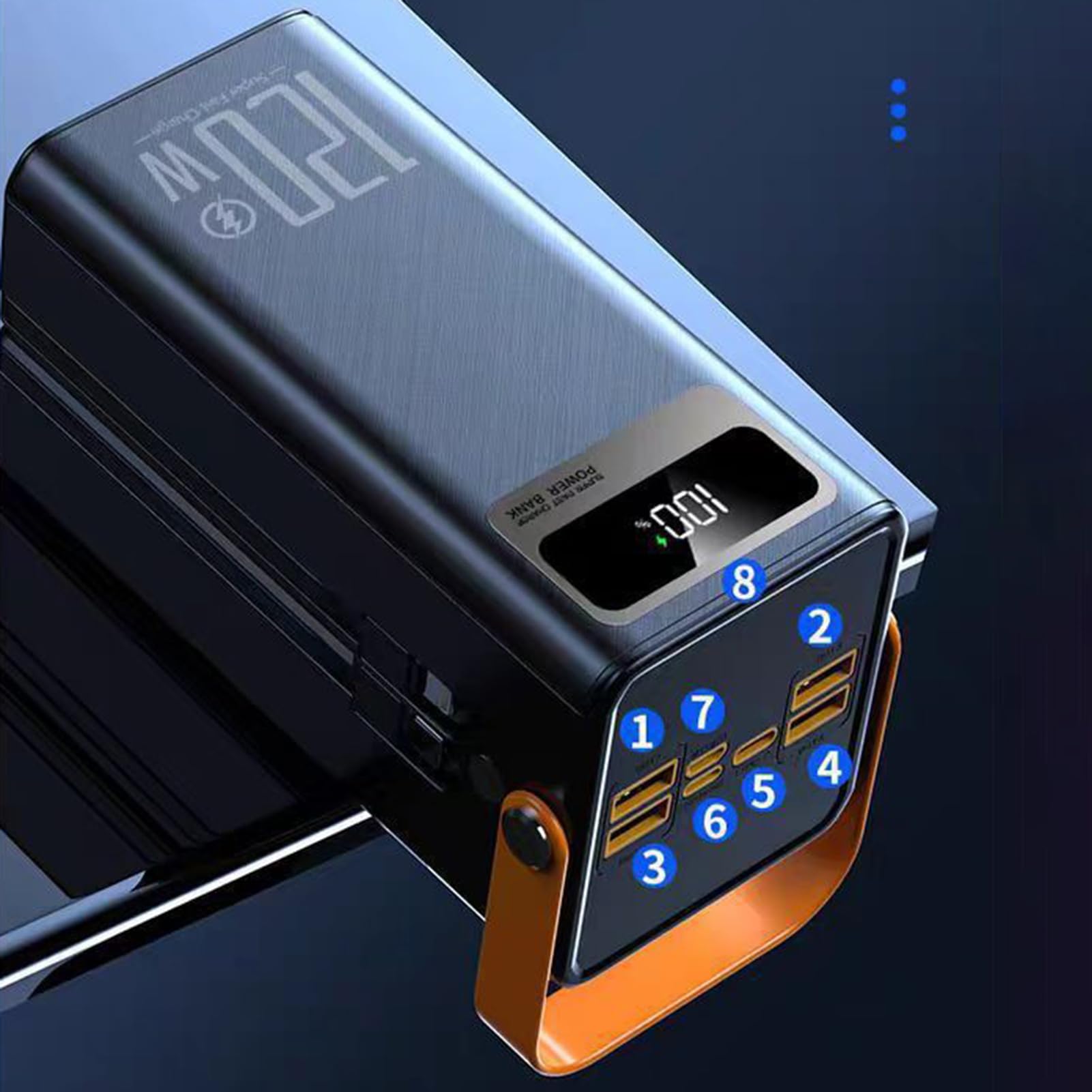 Bateria solarna 120 W, 50000 mAh, zestaw zewn?trzny z wbudowanymi kablami, latark?, 4 wyj?ciami i 3 wej?ciami, przeno?ny sprz?t survivalowy, idealny kemping, w?drówki, wycieczki samochodowe