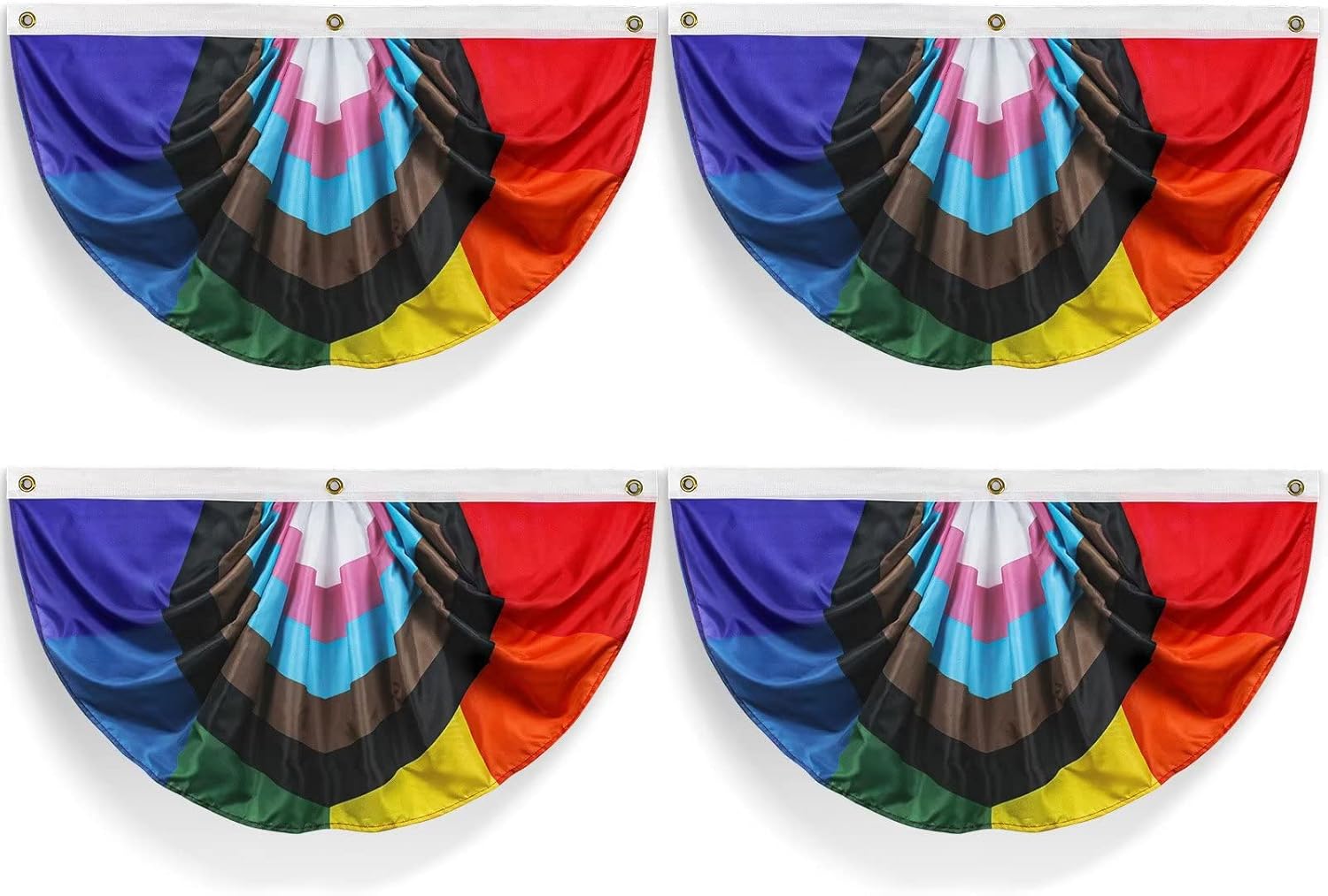 Probsin 6 Pieces Pride Pleated Fan Flag Rainbow Bunting 1.5x3 Ft Gay Decorations Party Supplies LGBTQ Proud Wall Decor Holiday Hanging Backdrop for Outdoor House Garden Fence Support Indoor Balcony