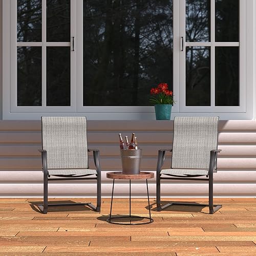 Miniatura 7 de Amopatio Juego de 2 sillas de patio, sillas de comedor al aire libre para todo tipo de clima, muebles de jardín transpirables para patio trasero,